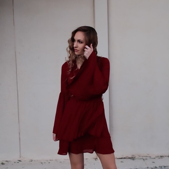 Last 1!! SMALL flirty fun wine colored party dress - Picture 7 of 8